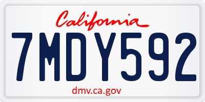 CA license plate 7MDY592