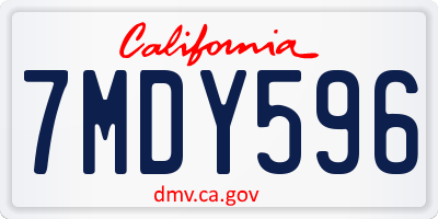 CA license plate 7MDY596