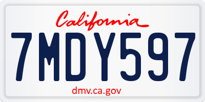 CA license plate 7MDY597