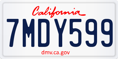 CA license plate 7MDY599
