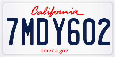 CA license plate 7MDY602