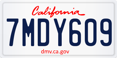 CA license plate 7MDY609