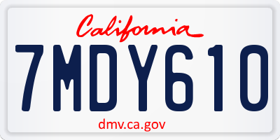 CA license plate 7MDY610