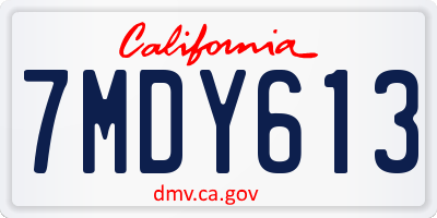 CA license plate 7MDY613