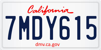 CA license plate 7MDY615
