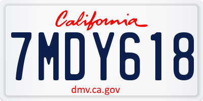 CA license plate 7MDY618