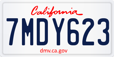 CA license plate 7MDY623