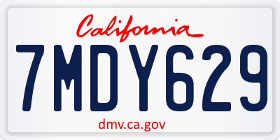 CA license plate 7MDY629