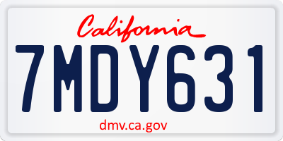 CA license plate 7MDY631
