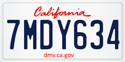 CA license plate 7MDY634