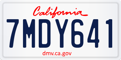 CA license plate 7MDY641