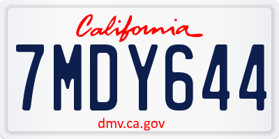 CA license plate 7MDY644