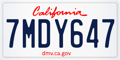 CA license plate 7MDY647