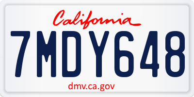 CA license plate 7MDY648