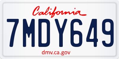 CA license plate 7MDY649