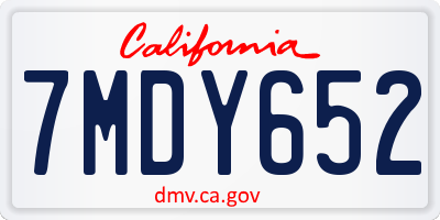 CA license plate 7MDY652