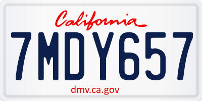 CA license plate 7MDY657