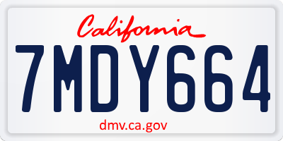 CA license plate 7MDY664