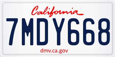 CA license plate 7MDY668