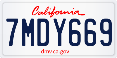 CA license plate 7MDY669