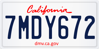 CA license plate 7MDY672