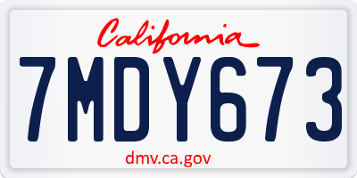 CA license plate 7MDY673