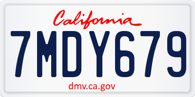 CA license plate 7MDY679