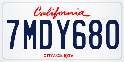 CA license plate 7MDY680