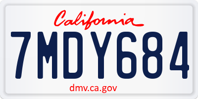 CA license plate 7MDY684