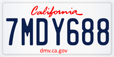 CA license plate 7MDY688