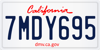 CA license plate 7MDY695