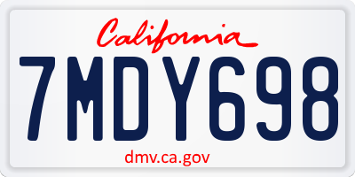CA license plate 7MDY698