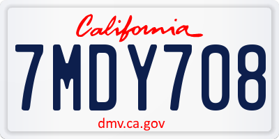 CA license plate 7MDY708
