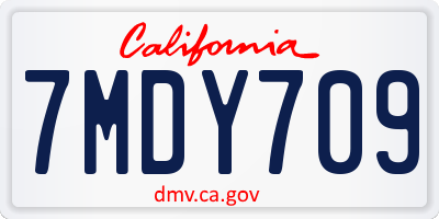 CA license plate 7MDY709
