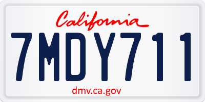 CA license plate 7MDY711
