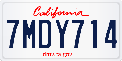 CA license plate 7MDY714