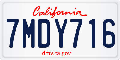CA license plate 7MDY716