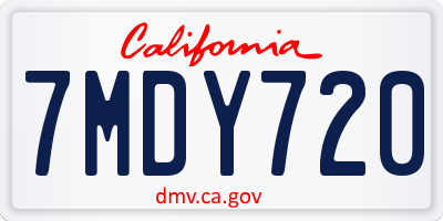 CA license plate 7MDY720