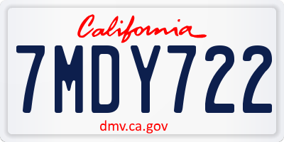 CA license plate 7MDY722