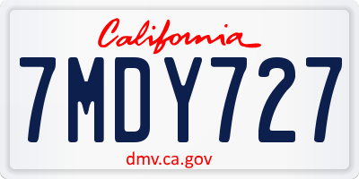 CA license plate 7MDY727