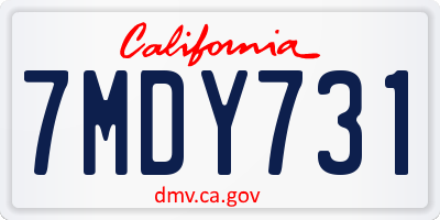CA license plate 7MDY731
