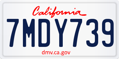 CA license plate 7MDY739