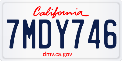 CA license plate 7MDY746