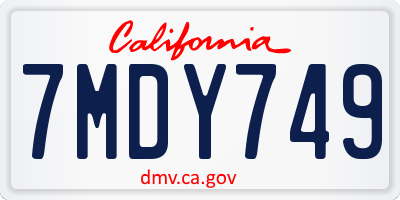 CA license plate 7MDY749