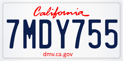 CA license plate 7MDY755