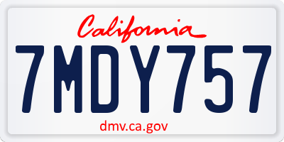 CA license plate 7MDY757