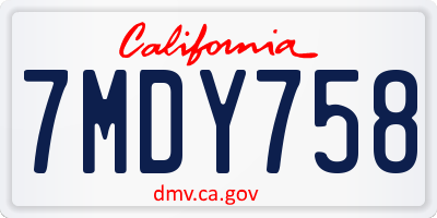 CA license plate 7MDY758