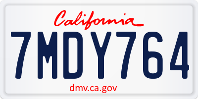 CA license plate 7MDY764