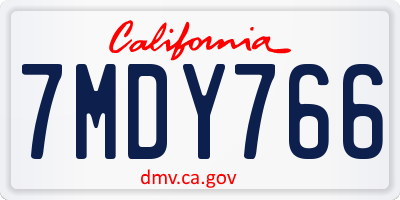 CA license plate 7MDY766
