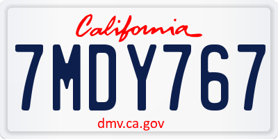 CA license plate 7MDY767